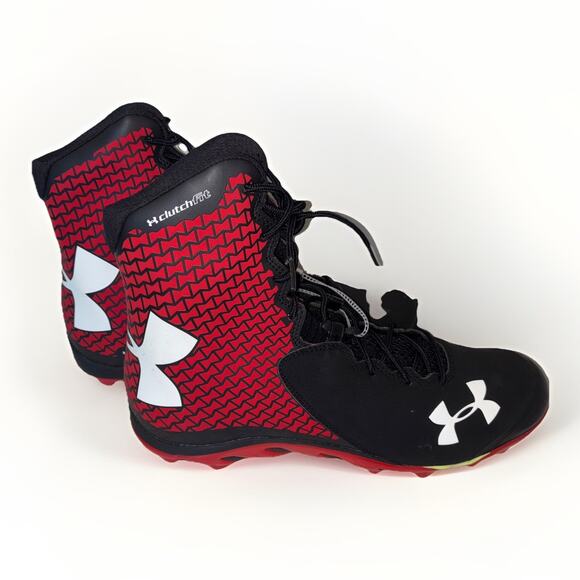 Under Armour Team Brawler Hi-Top Red Black Cleats 1270717-051 US Mens 15 New - Picture 1 of 7